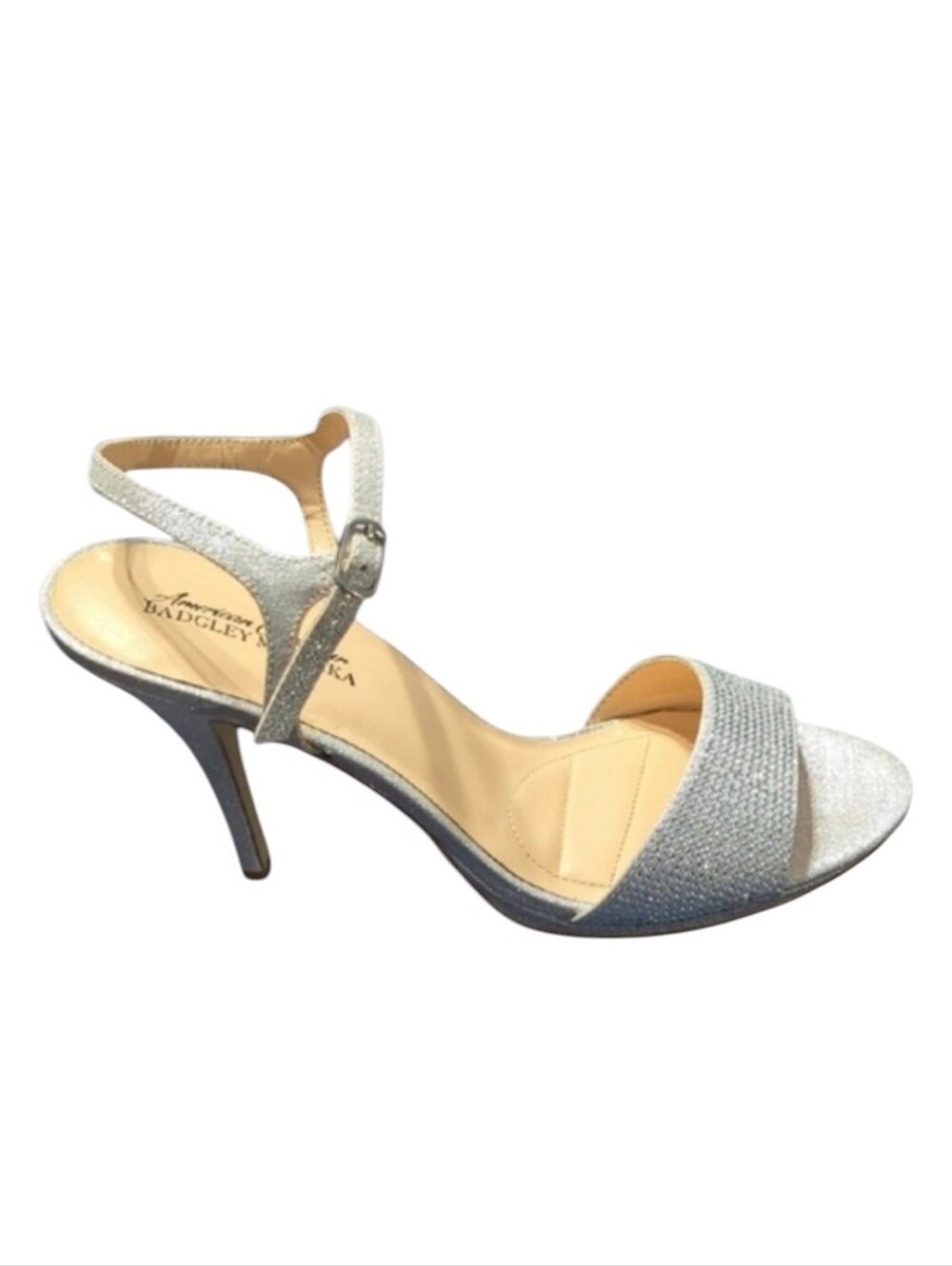 Badgley Mischka‎ American Glamour Womens Silver Sparkly High Heels Holiday Sz 10